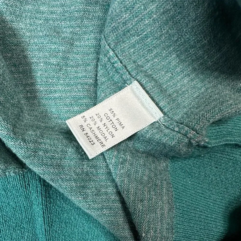 Banana Republic Pima Cotton blend teal striped crew neck sweater size small